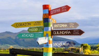 white red and green wooden street sign